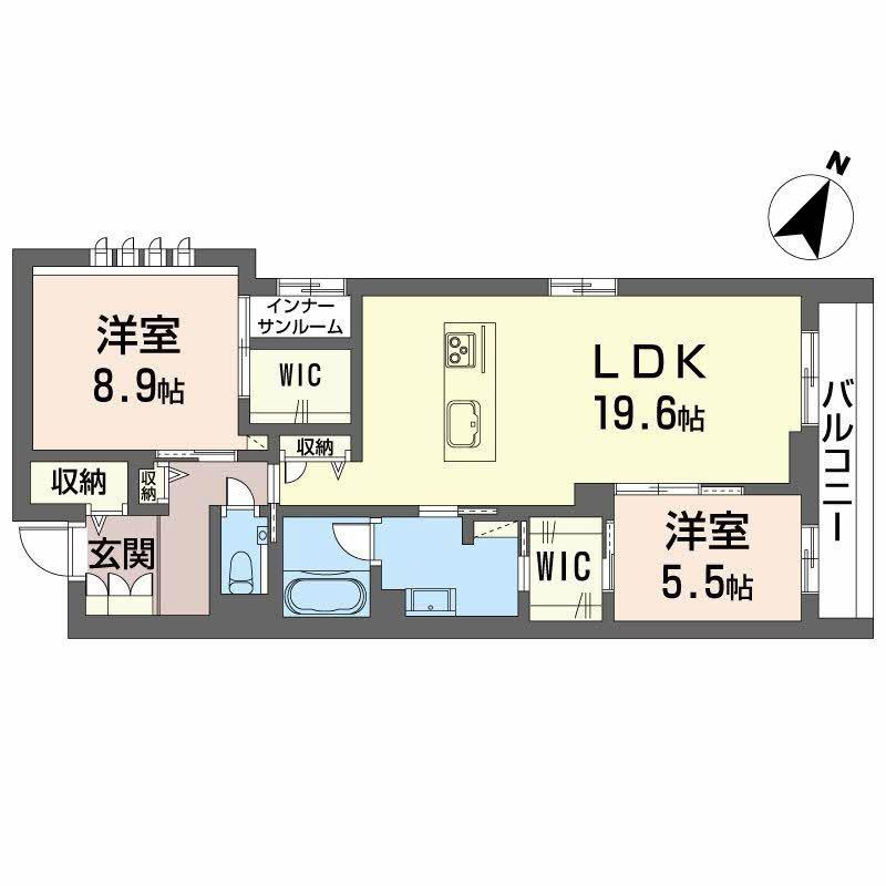 シクラシオン(2LDK/2階)の間取り写真