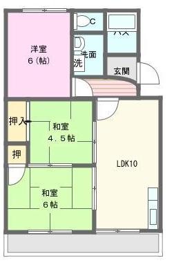 田マンション(3LDK/1階)の間取り写真