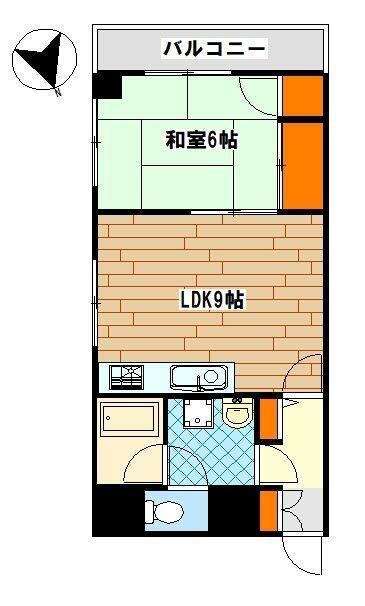 ラポール南太田(1LDK/4階)の間取り写真