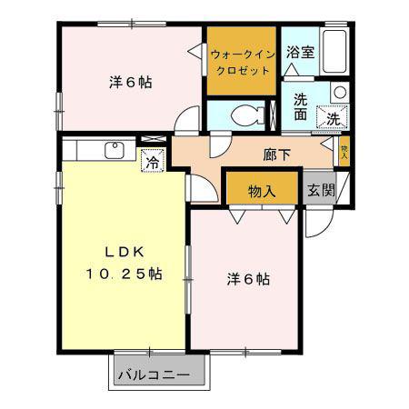 グランドキャッスル・α AB(2LDK/2階)の間取り写真