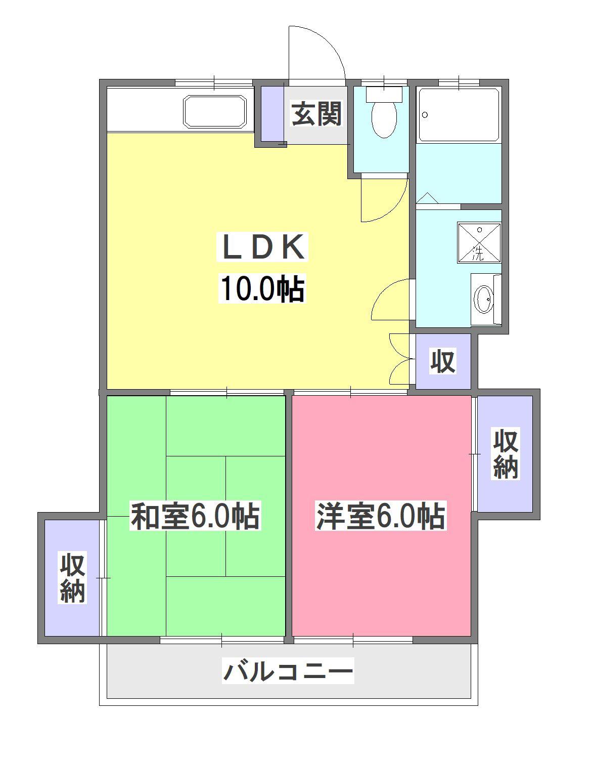 ハイムE(2LDK/1階)の間取り写真