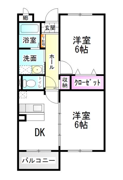 エーデルプラッツ(2DK/3階)の間取り写真
