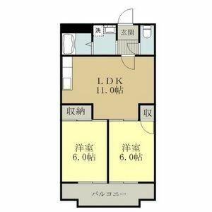 レヂデンス社台(2LDK/2階)の間取り写真