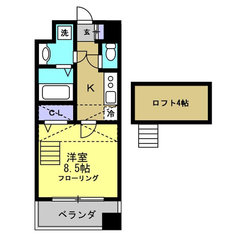 ピュアレジデンス(1SK/5階)の間取り写真
