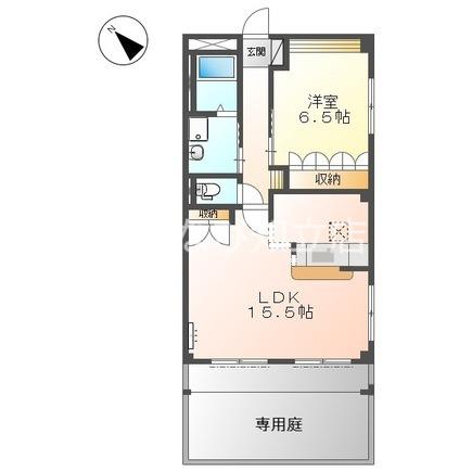 ハピネス久伝原(1LDK/1階)の間取り写真