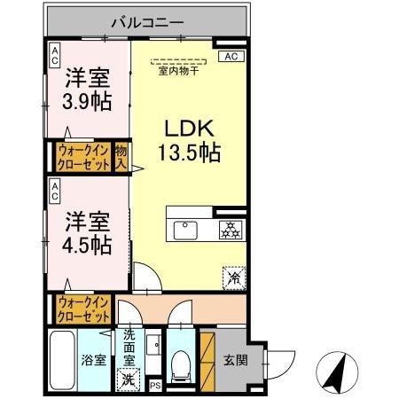D-ROOM末広I B(2LDK/2階)の間取り写真