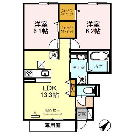オリエンタル(2LDK/1階)の間取り写真