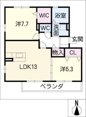 パークヒルズ上り坂(2LDK/2階)の間取り写真