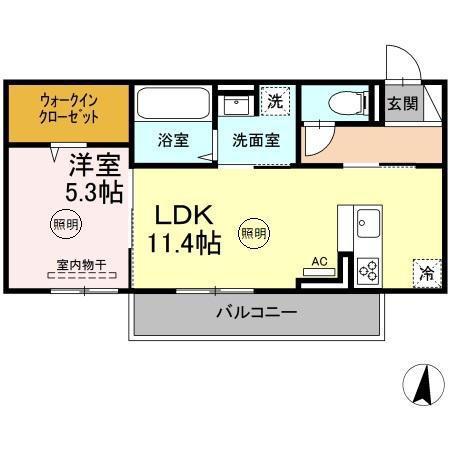DーRESENA 江平中町(1LDK/3階)の間取り写真