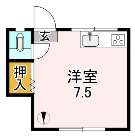 小林ビル(ワンルーム/2階)の間取り写真