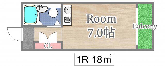 マンション満蔵(ワンルーム/4階)の間取り写真