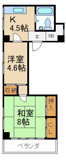吉松コーポ(2K/3階)の間取り写真