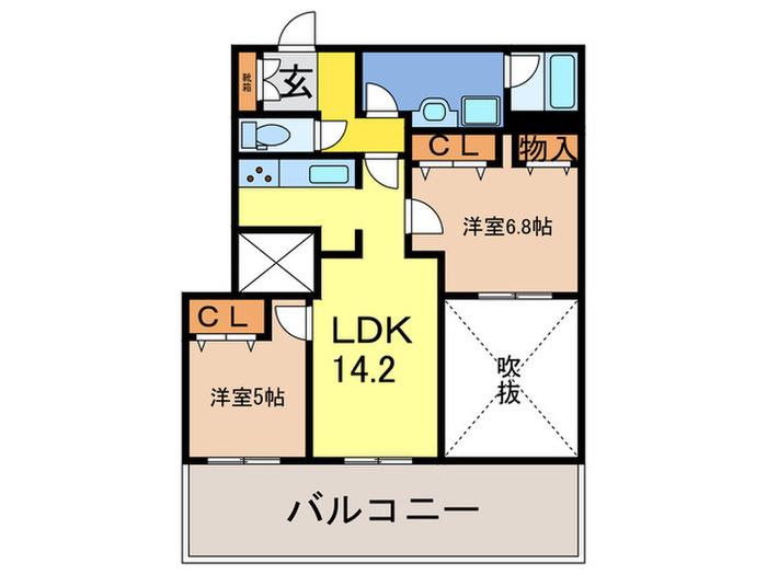 グランドール宝塚(2LDK/3階)の間取り写真