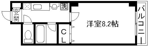 京都パレスサイド一条(1K/3階)の間取り写真