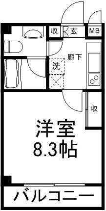 ソナーレ上北沢(1K/2階)の間取り写真