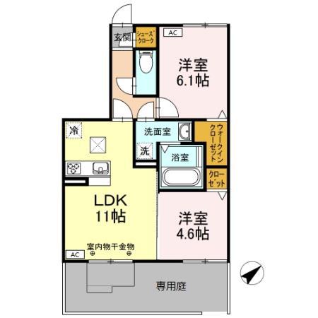 プレミール宮後(2LDK/1階)の間取り写真