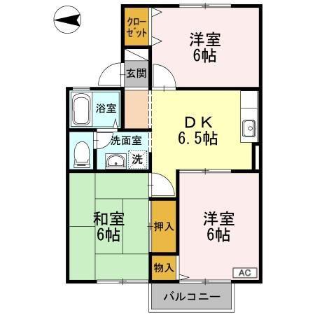 エスポワール(3DK/1階)の間取り写真