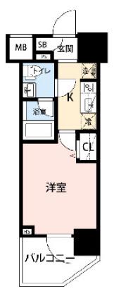 クレイシア川口(1K/4階)の間取り写真