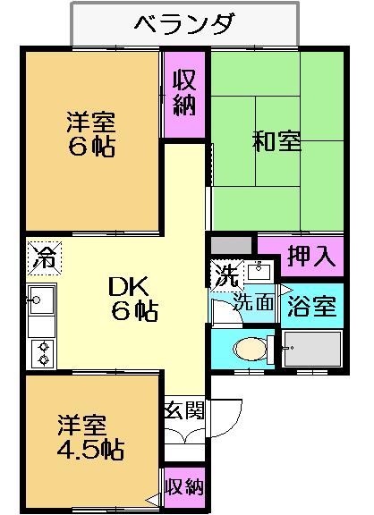ルミエール1号館(3DK/2階)の間取り写真