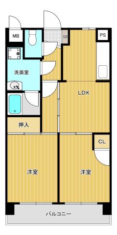 トーカンマンション小倉東(2LDK/4階)の間取り写真