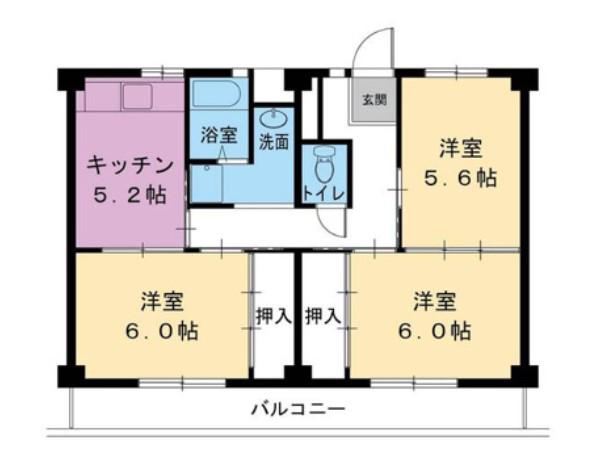 ビレッジハウス下九沢7号棟(3DK/2階)の間取り写真