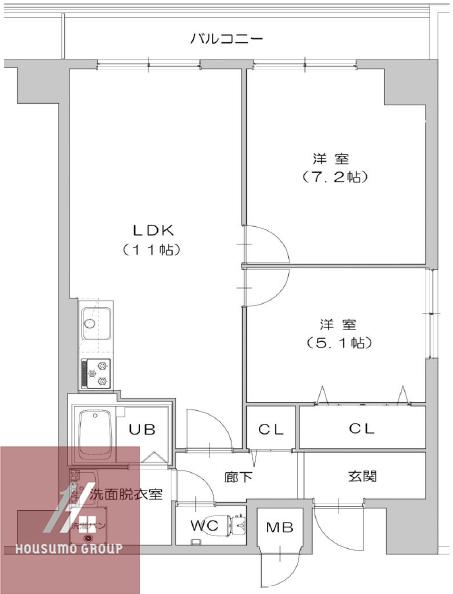 第20柴田マンション(2LDK/13階)の間取り写真