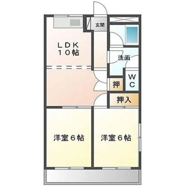 グリーンキャッスル(2LDK/2階)の間取り写真