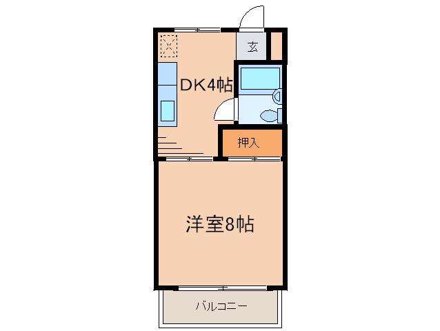 コーポ白百合(1DK/1階)の間取り写真