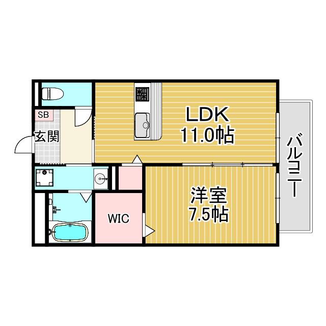 フレッツア西宮堤町(1LDK/1階)の間取り写真