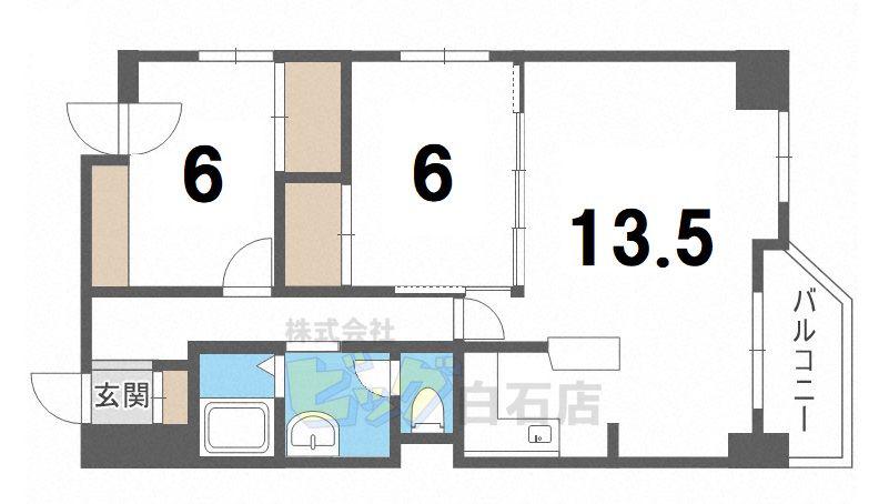 ホーマット東札幌(2LDK/7階)の間取り写真
