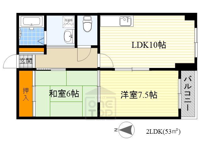 キンキマンション(2LDK/1階)の間取り写真