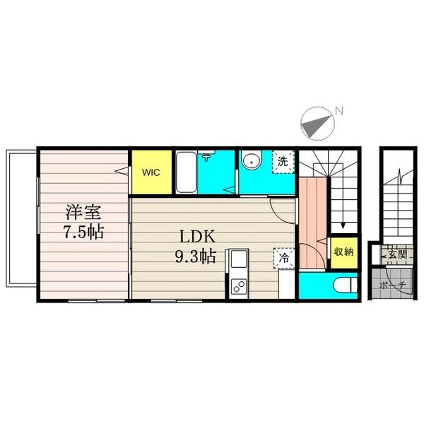 CASA ROSSO(1LDK/2階)の間取り写真