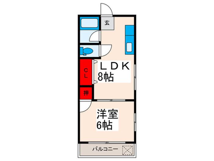 ハイツ高康(1LDK/3階)の間取り写真