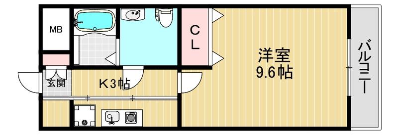 クリアグラン(1K/3階)の間取り写真