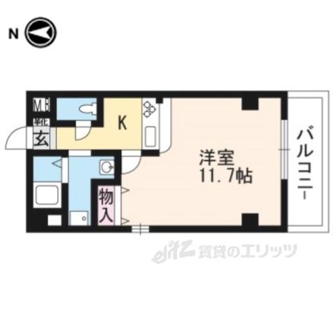 ぺぺ御所南(1K/2階)の間取り写真