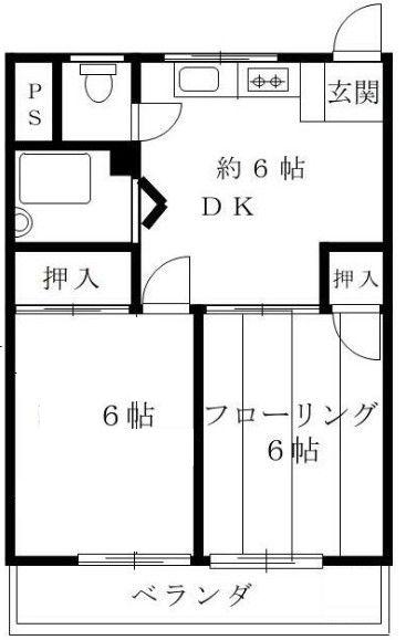 落合マンション(2DK/3階)の間取り写真