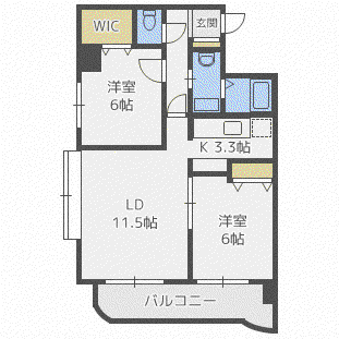円山ガーデンヒルズ(2LDK/6階)の間取り写真