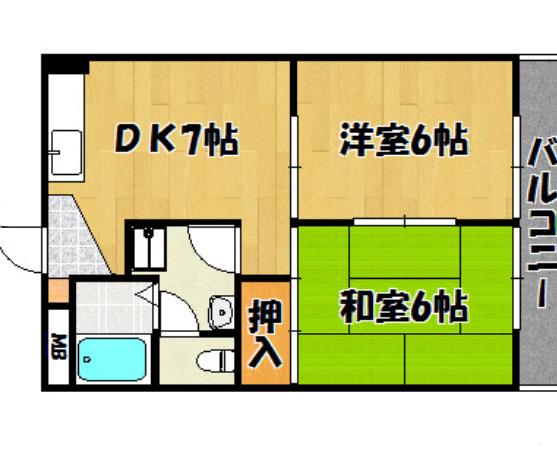 メゾン池上Ⅲ(2DK/3階)の間取り写真
