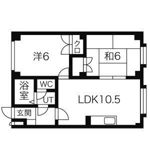 ハーベスト19B(2LDK/3階)の間取り写真