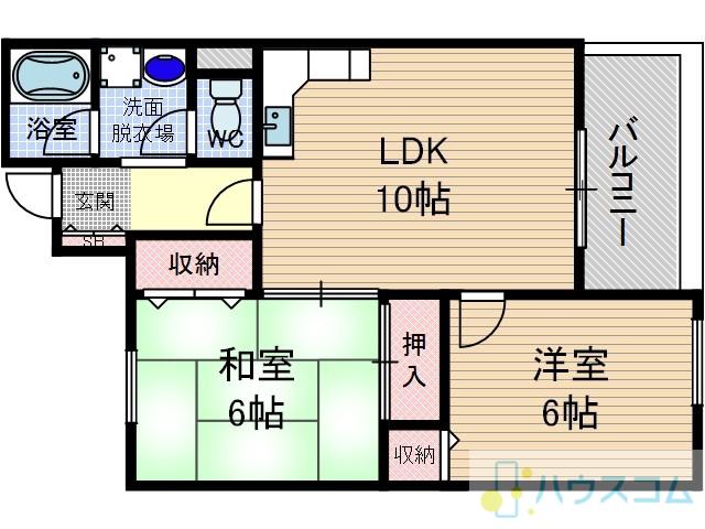 京福茨木ビル(2LDK/5階)の間取り写真