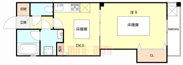LIFE TUKUDA1(1DK/3階)の間取り写真