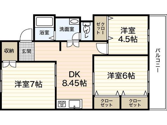 サンシャイン住吉(3DK/2階)の間取り写真