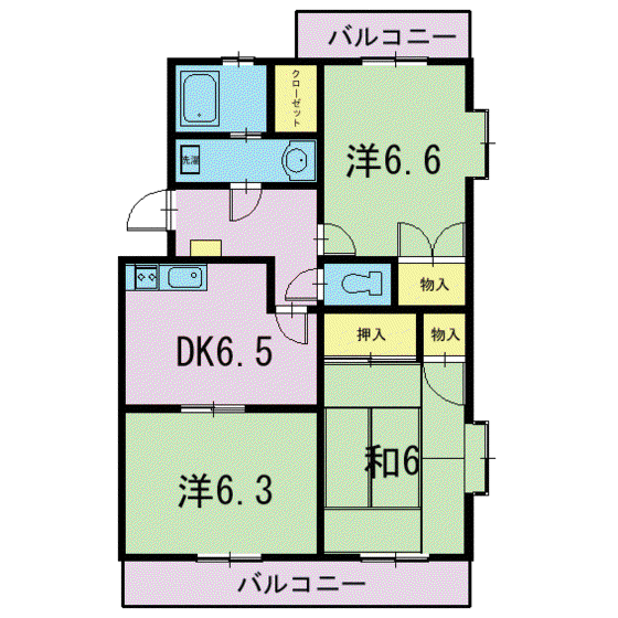 ファミーユ石田(3DK/2階)の間取り写真