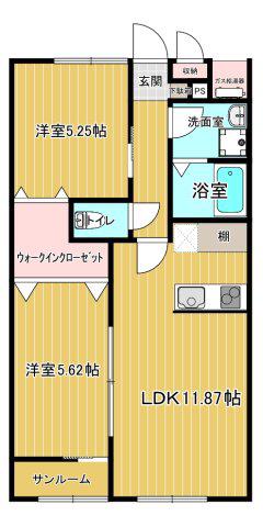ヴァンクール(2LDK/1階)の間取り写真