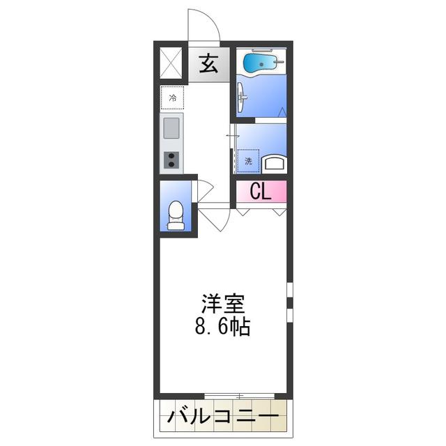 フジパレス我孫子前駅西II番館(1K/2階)の間取り写真