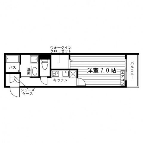 WOOD WALK MIZUMOTO(1K/2階)の間取り写真