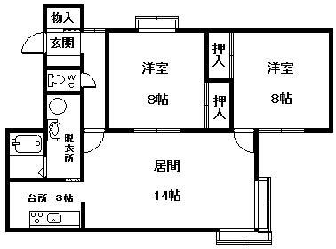 フレンドリー(2DK/1階)の間取り写真