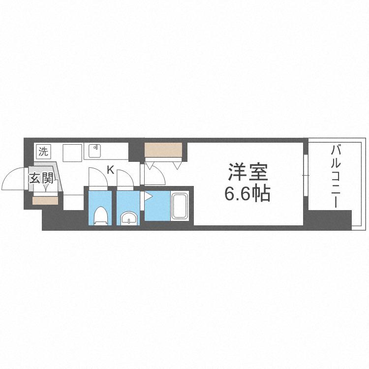 LUXE難波南(1K/8階)の間取り写真