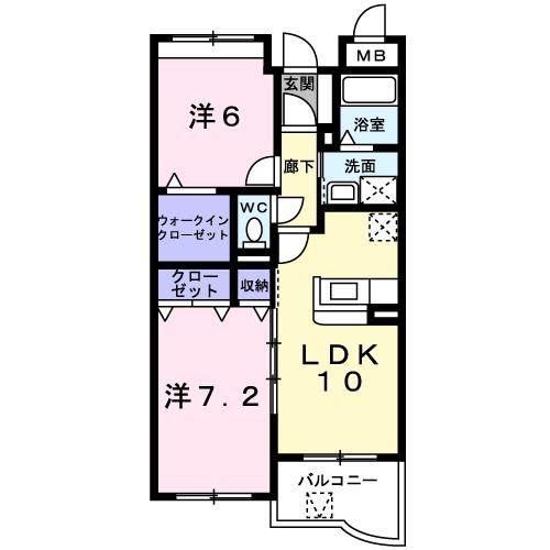 ソレイユ相模が丘(2LDK/4階)の間取り写真