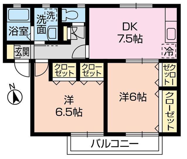 サニードエル大島I(2DK/1階)の間取り写真